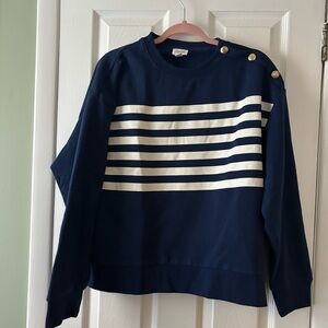 J. Crew Factory Navy and White Striped Sweater